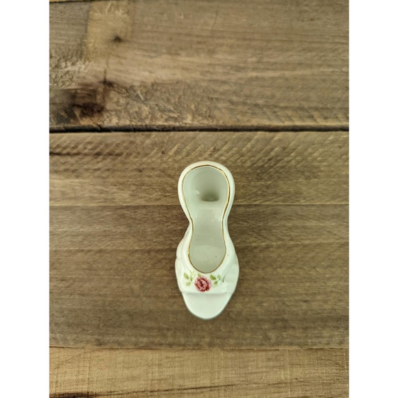Vintage Rose Bud Porcelain Open Toe Shoe - Picture 3 of 8